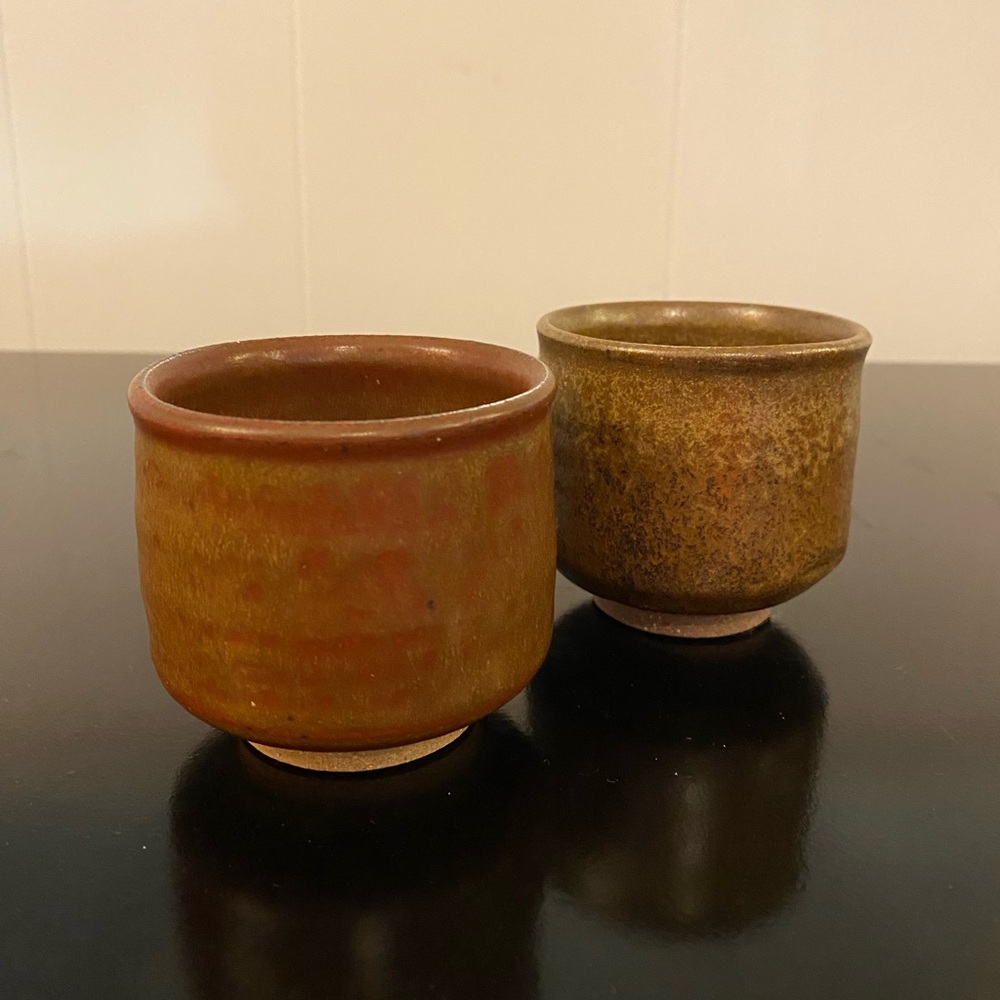 Vintage Japanese Art Studio Pottery Pair of Sake or Tea Cups